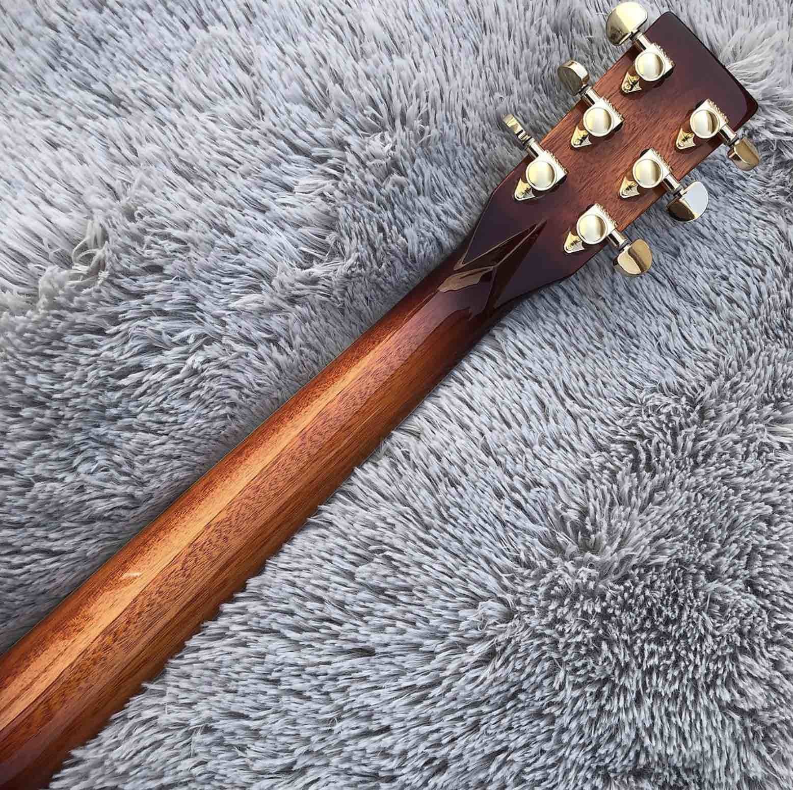 Solid Spruce Top Abalone D Style Acoustic Guitar with Burst Maple Body Ebony Fingerboard