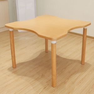 Scandinavian Style Solid Wooden Dining Table Easy Cleaning Polygonal Shape
