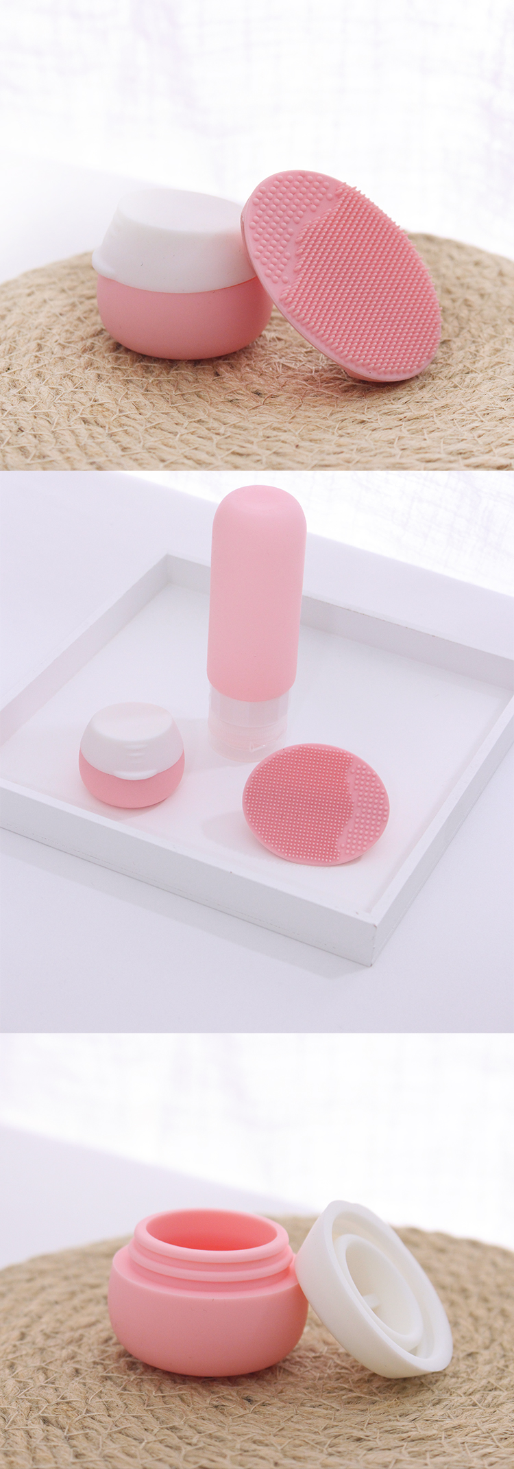 Squeezable Shampoo Cosmetic Silicone travel bottles set pack 7 pieces