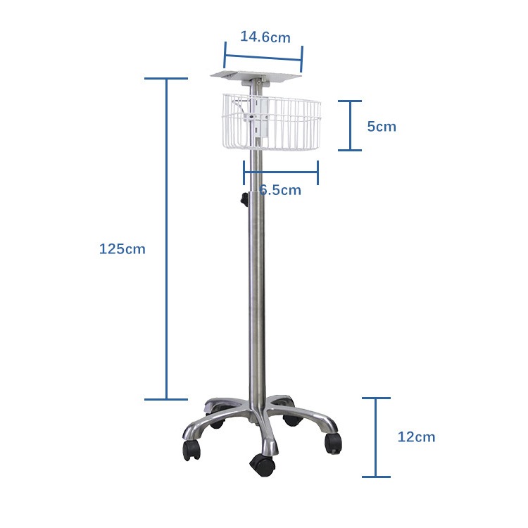 Economical Height Adjustable Patient Monitor Trolley Cart For Hospital