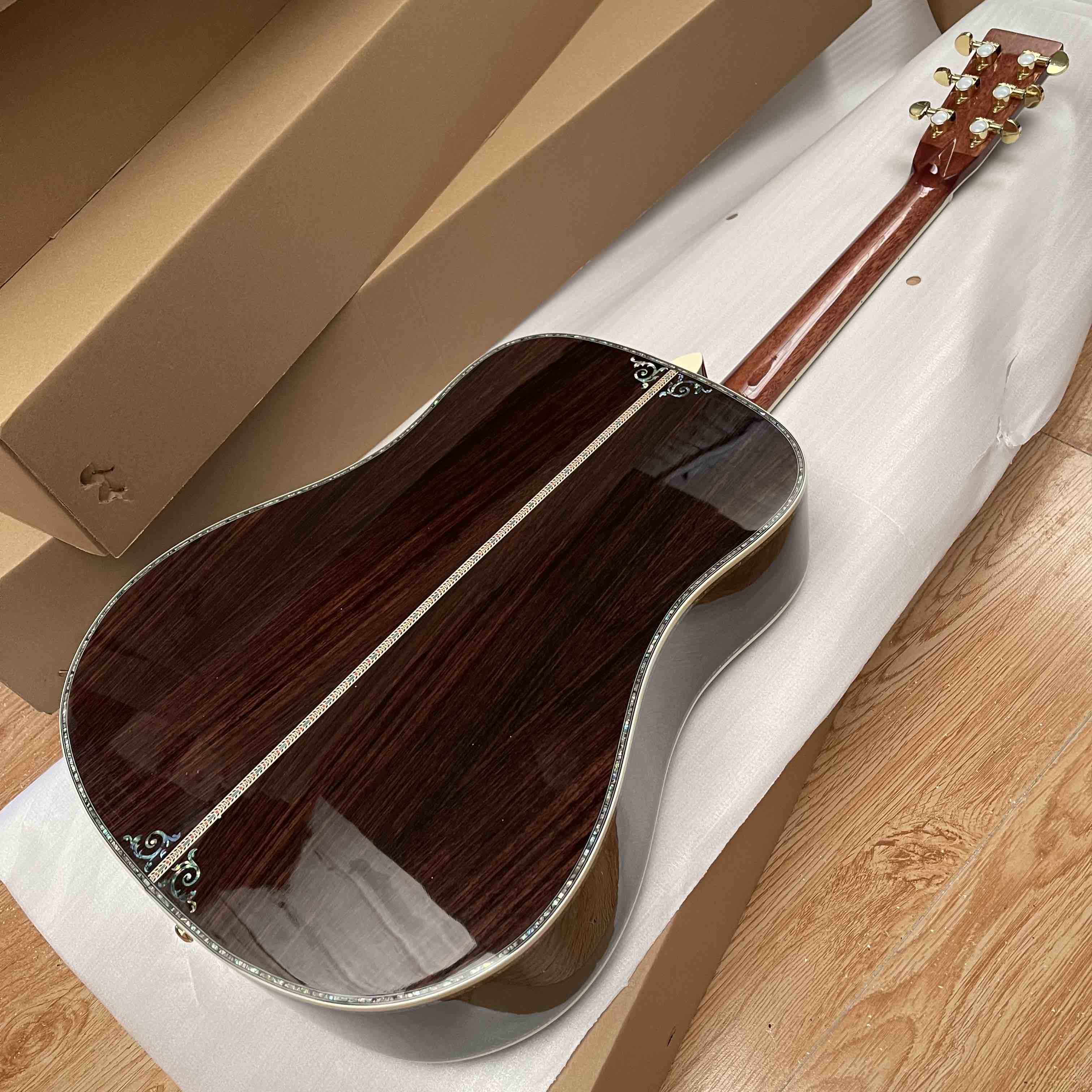 Custom New All Solid Wood Sunburst 41" D Type Acoustic Guitar Abalone Ebony Fingerboard