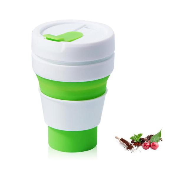 Portable Collapsible Travel Water Bottle , Non Toxic Foldable Silicone Coffee
