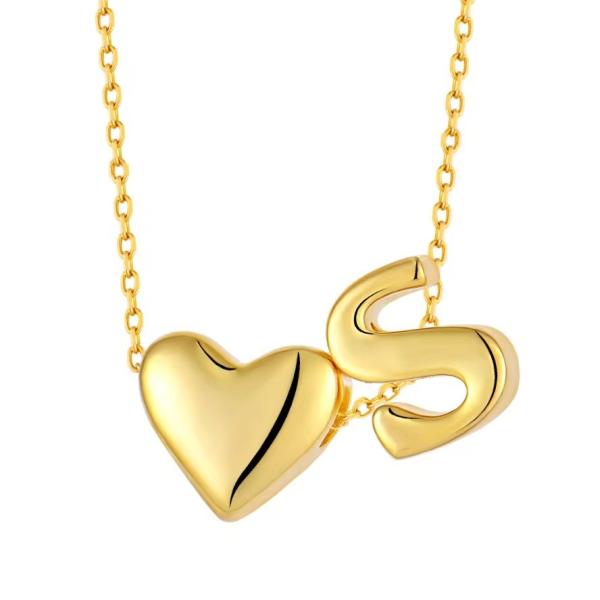 YASVITTI Personalized Initial Jewelry Golden Love Letter S Pendant 925 Sterling