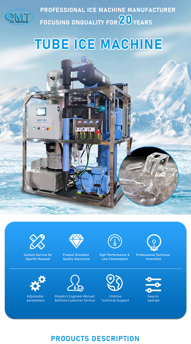 1500KG Weight 3Ton Tube Ice Machine for Food Grade Ice Production in Sales and Performance
