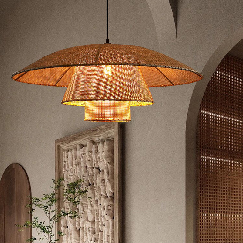 Vintage Rattan Lamp New Restaurant Pendant Lights Home Decor Dining Room Kitchen Loft Suspension lamp(WH-WP-73)