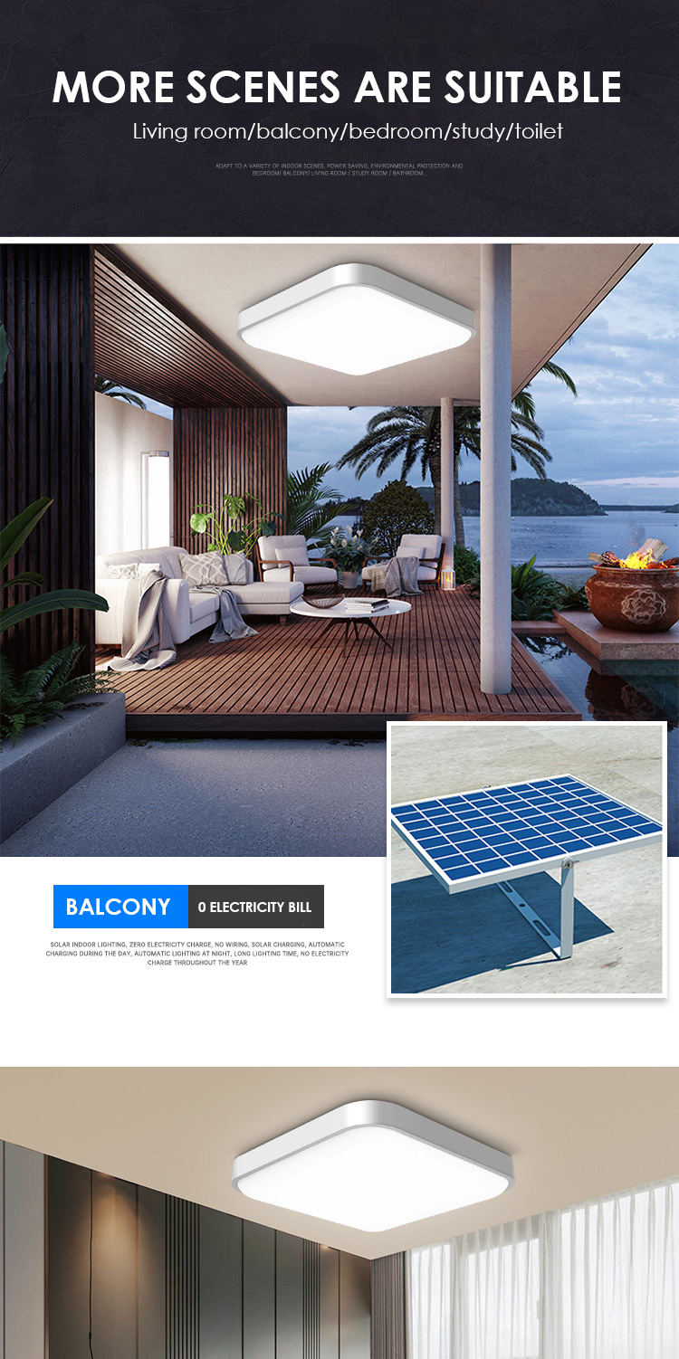 Living Room Square Indoor Solar Ceiling Lights 200w 6000K Surface Mounted