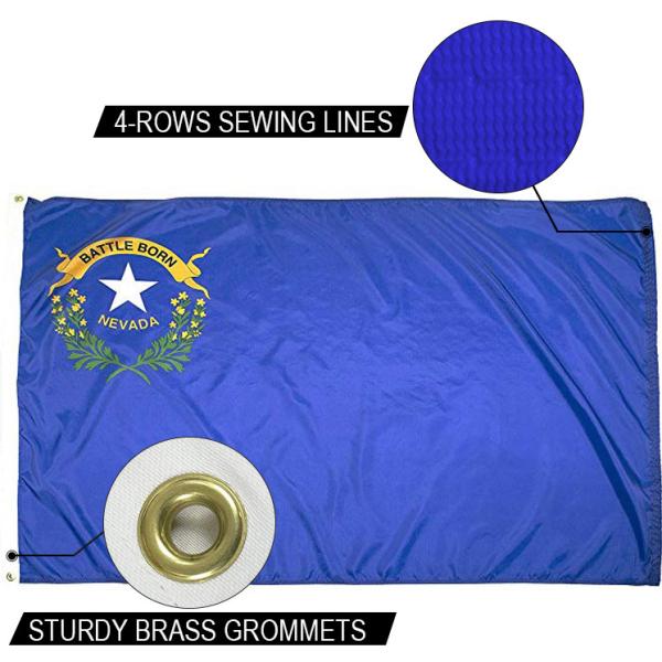 State Of Nevada Flag 3x5 Ft Outdoor Dupont Heavy Duty Nylon US Flags Brass