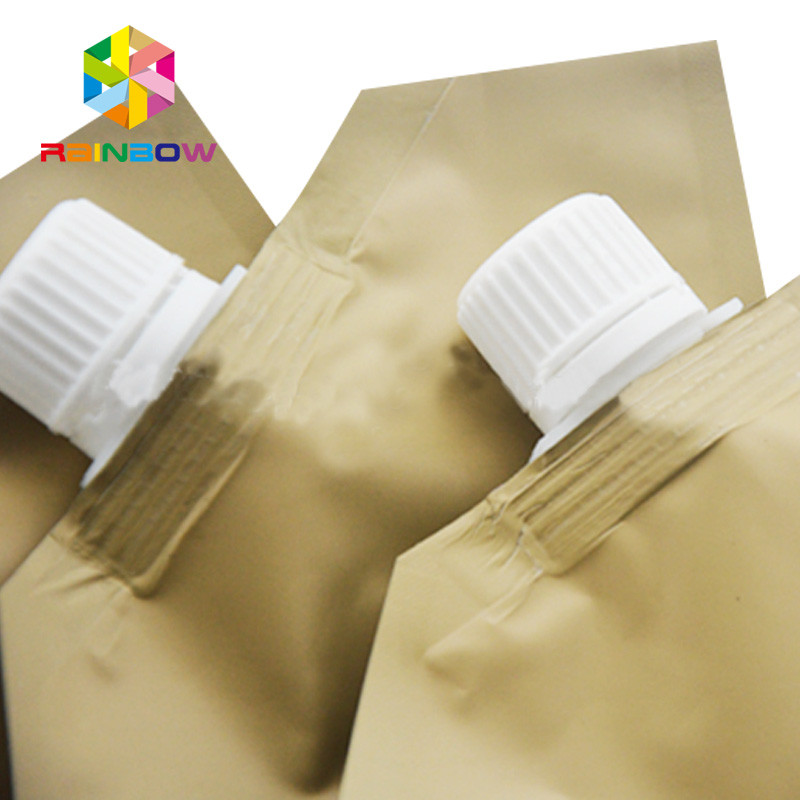 Stand up oblique spout kraft paper lined foil spout pouch packaging for water / oil