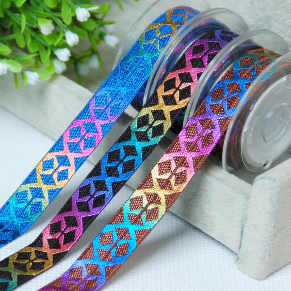 Colorful Rainbow Gold Stretchy Ribbon For Hair Ties , Gifts Wrapping Flat