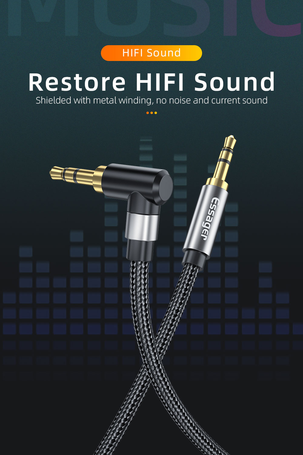 3.5mm AUX Cable Elbow Male To Male Audio Jack Cable 90 Degree