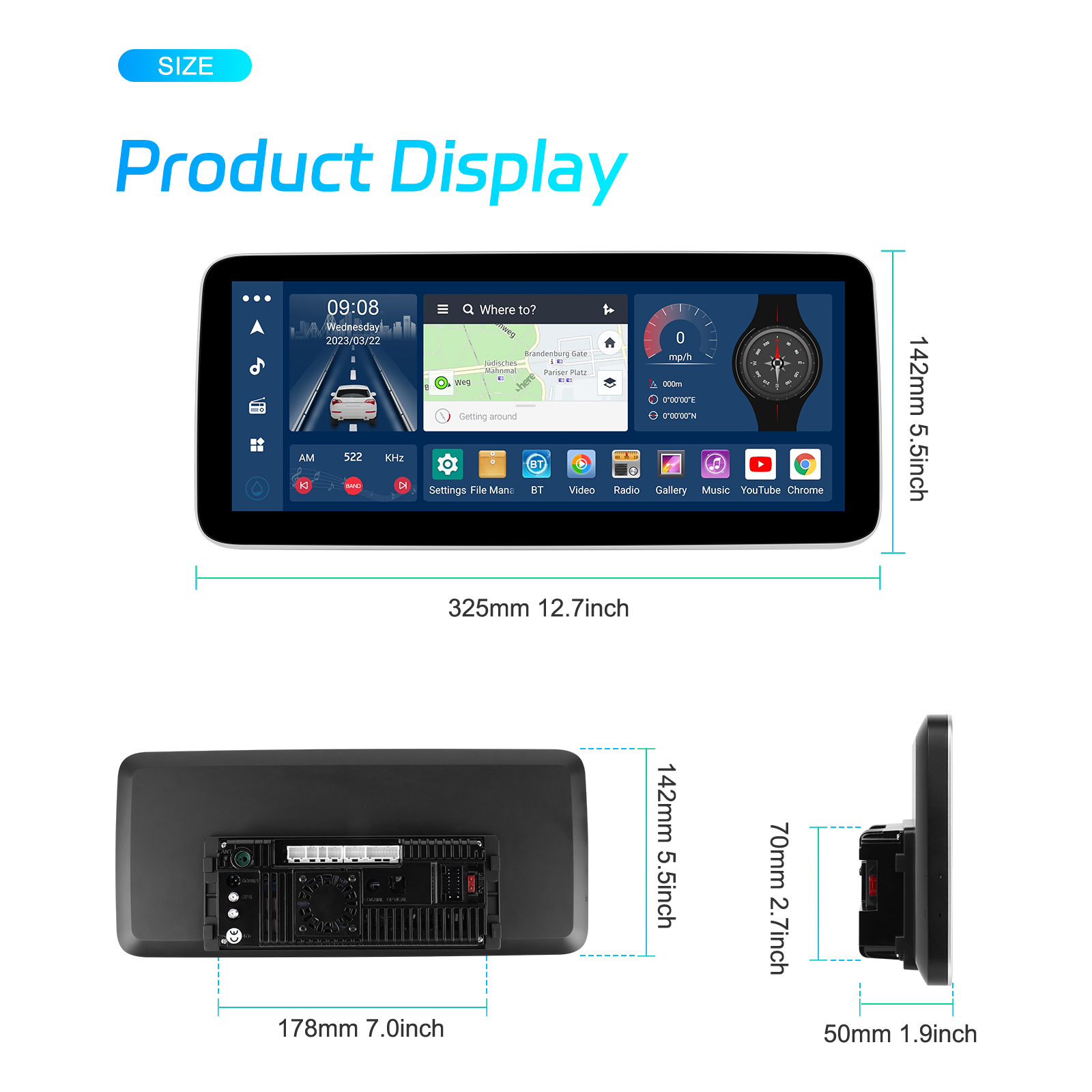 12.3 inch Android 11 4 64GB 4g Car Stereo Navigation GPS Car DVD Radio for Dashboard