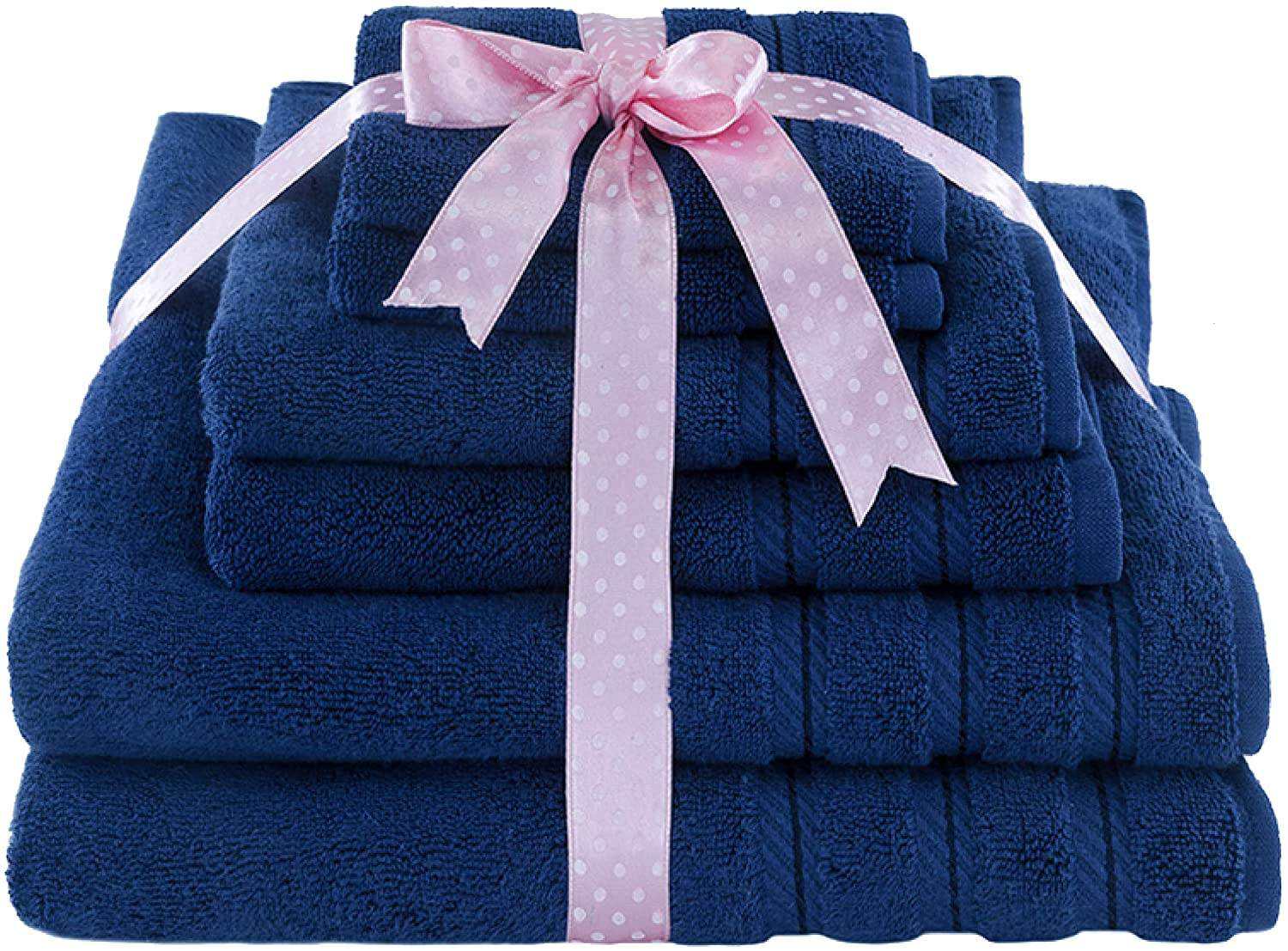 Child-Proof Luxury Dobby Border 6 Pieces 100% Cotton Towel Set for Bathroom Shower
