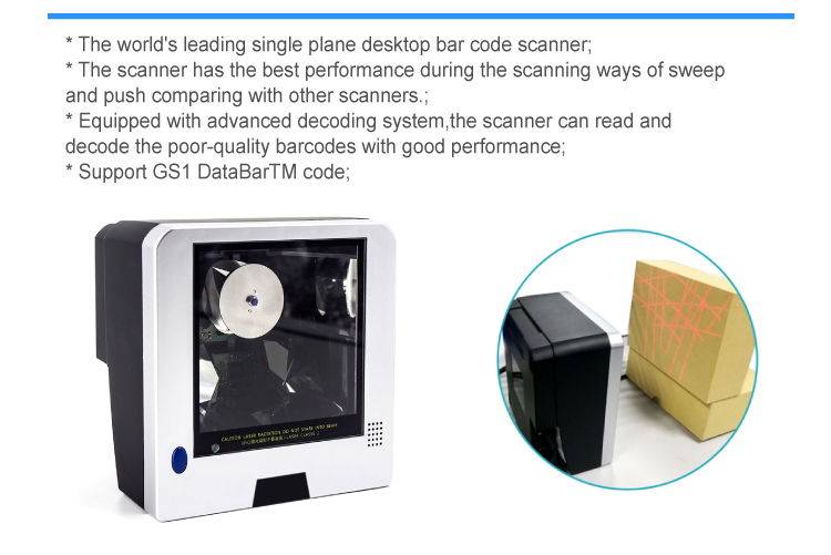 Desktop Barcode Scanner for Supermarket Goods OEM 1D Omnidirectional Scanning Machine