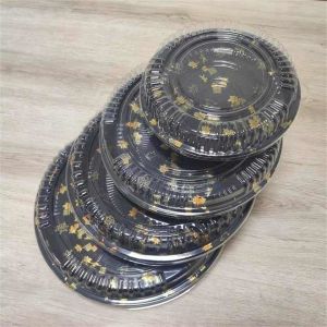 Round Sushi Disposable Takeaway Tray Fast Food Plastic Circle Platter Container