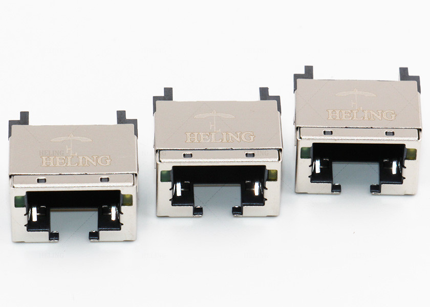 Right Angle RJ45 Female Connector , Shielded Low Profile RJ45