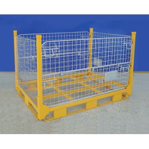 Heavy Duty Collapsible Wire Container For Warehouse Material Handling