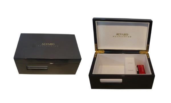 Water Painting Present Gift Boxes, Keepsake Wooden Box With Velvet For Ring /