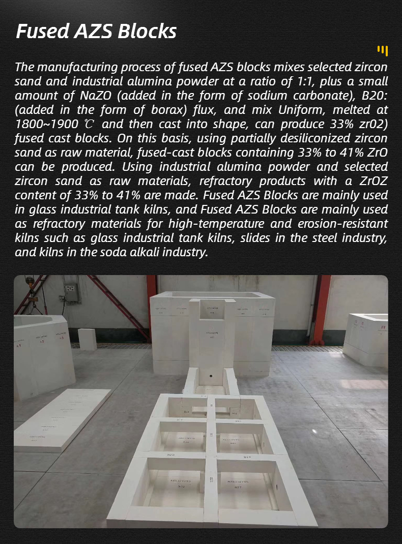 Superior Fused Cast AZS Refractory Blocks for Glass Industrial Pool Internal Structure