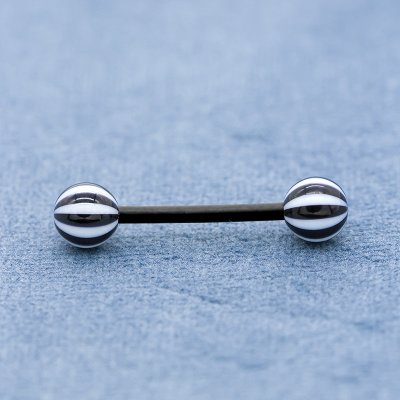 Acrylic Surface Tongue Piercing Jewelry 316 Stainless Steel 14 Gauge 16mm