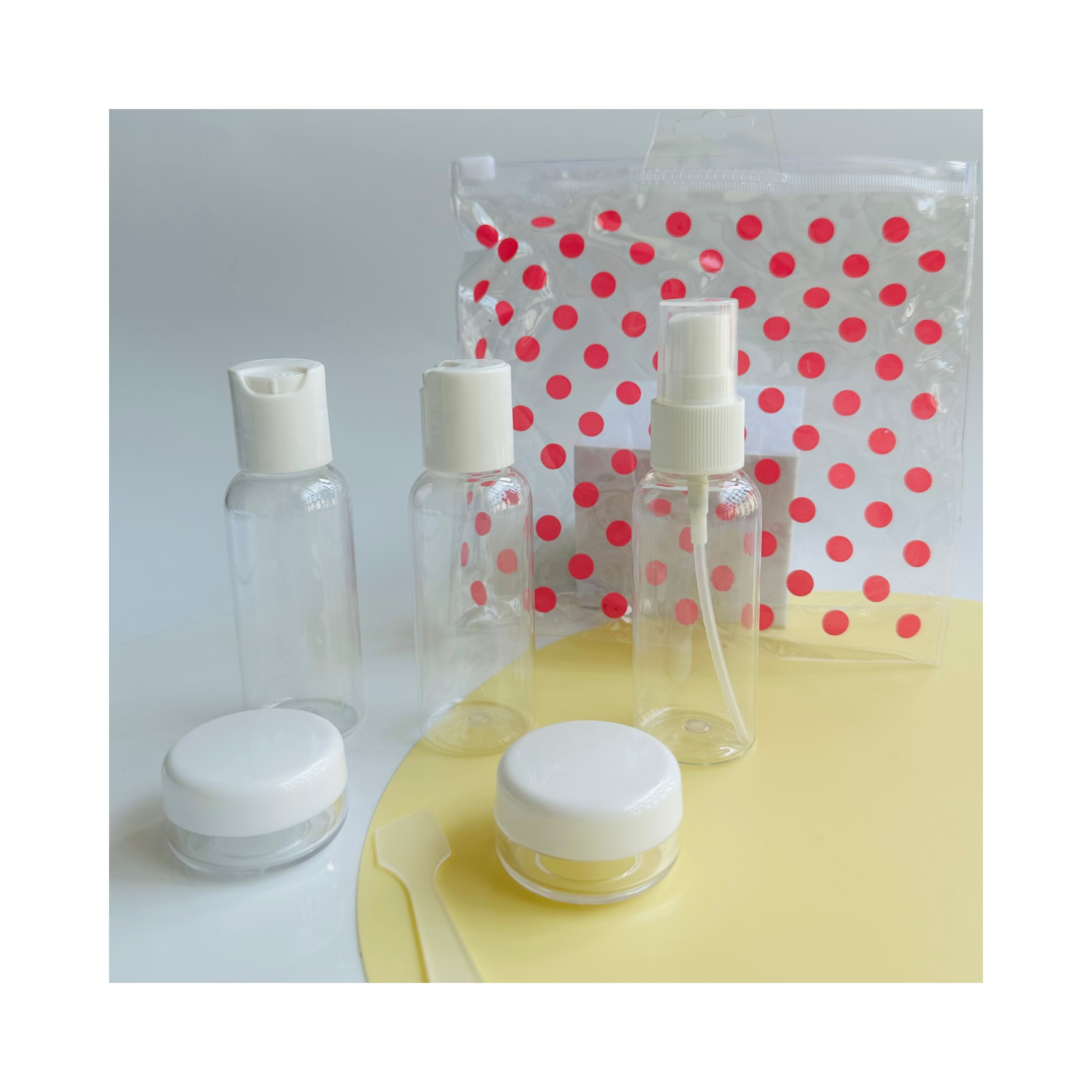7pcs Portable Cosmetic Empty Bottles Travel Kits for Airline Acceptable Customer's Logo
