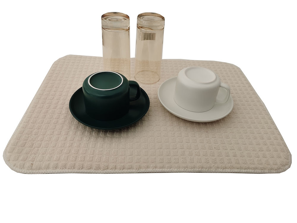 Gray Polyester Microfiber Dish Drying Mat For Dining Table