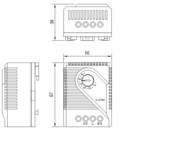 30 to 95% RH Din Rail Mechanical Hygrostat MFR012