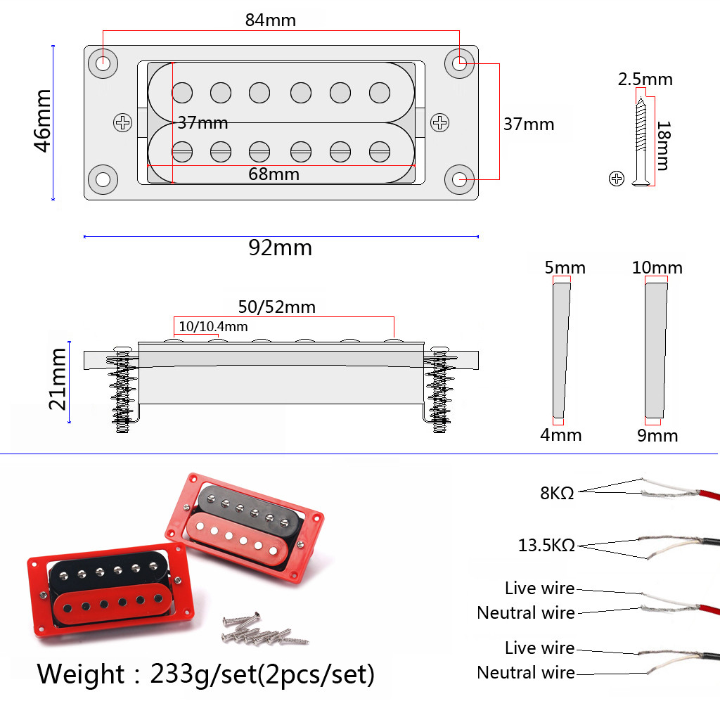 Humbucker Double Coil Pickups Guitar Pickup Set Ceramic Wax Basin LP Standard with Zebra Cover