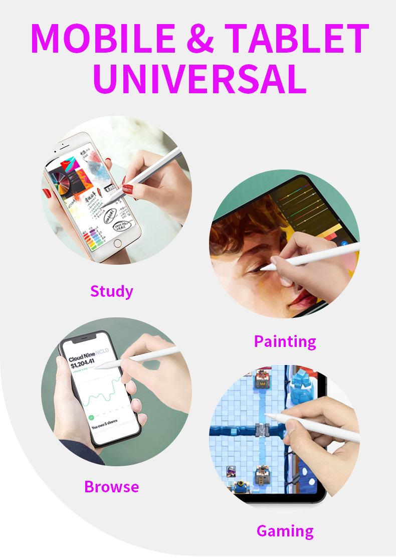 Palm Rejection Universal Active Stylus Pen For IOS / Android Touch Screens