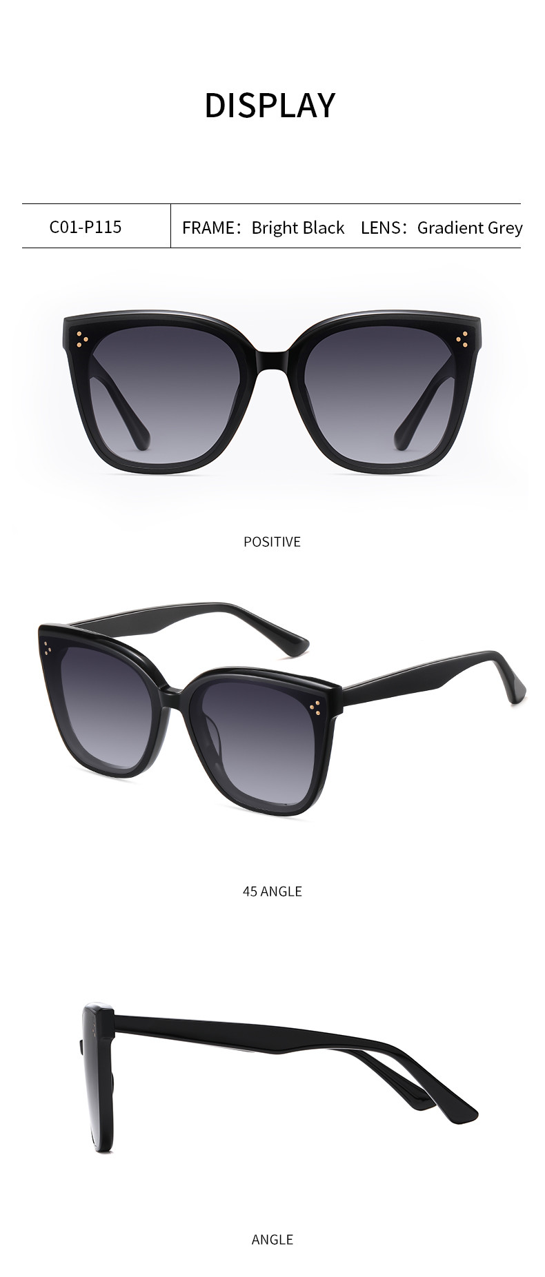 Simple Custom Square Acetate Sunglasses High Polymer Memory