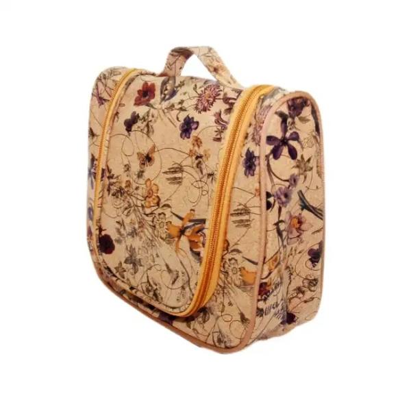 Travel Soft Vegan Leather Makeup Cosmetic Bag Flower Pattern Customized