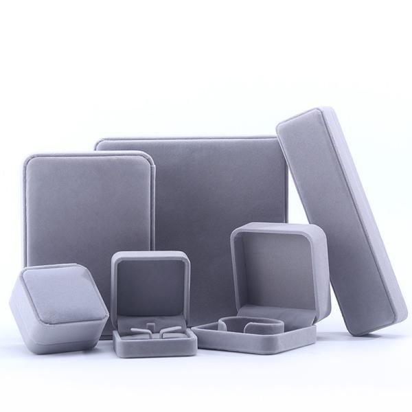 Customized Size Gray Velvet Jewelry Box for Necklace Stud Earrings Bracelet
