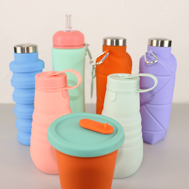 500ml Eco Friendly Silicone Water Bottle For Sport Travel Drinking