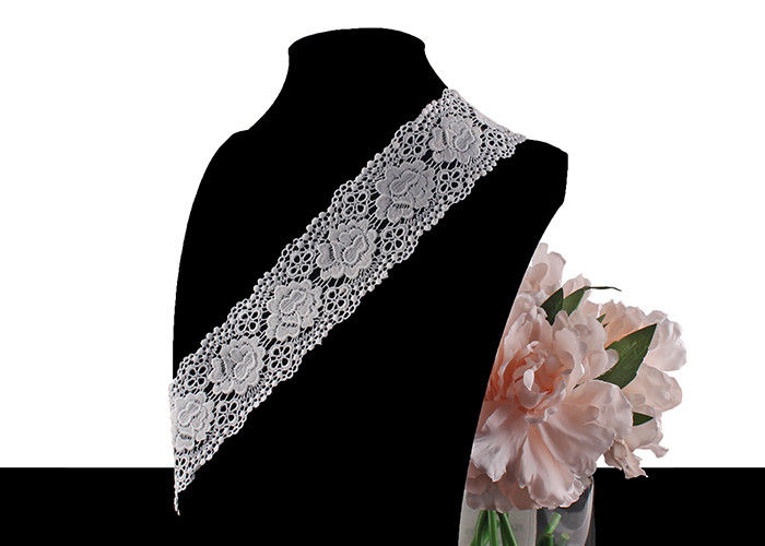White Double Waves Edge Chemical Guipure Lace Trim With Scalloped Lace Borders