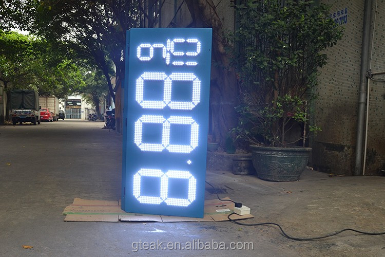 shenzhen guangzhou gas station price board red white blue green  7 segment digital led  gas price sign for gas station