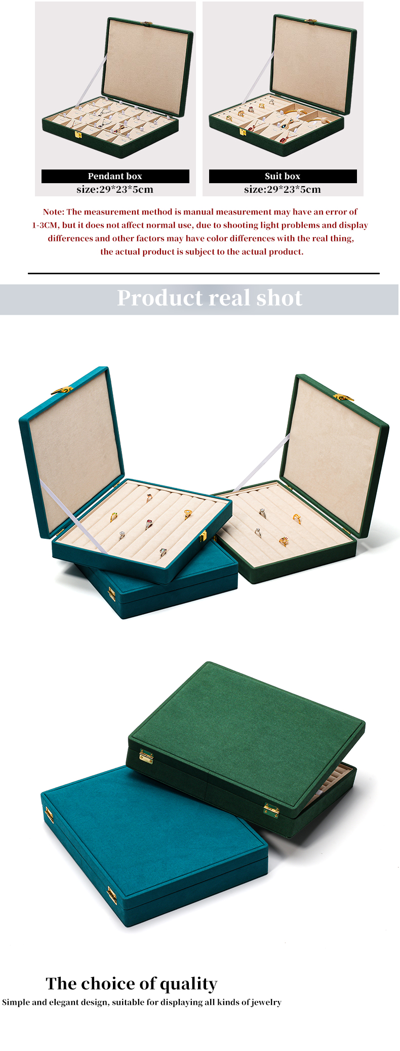 Spacious Space Velvet Jewellery Box Multiple Cells Jewelry Display Box Custom Logo