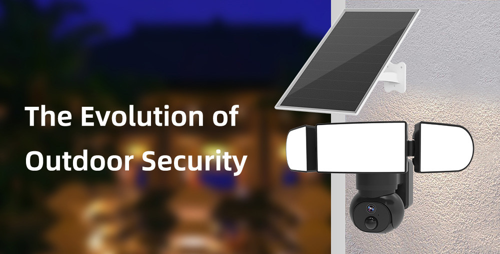 2K Solar Yard Flood Light Camera Pan Tilt 0.00001LUX Color Night Vision