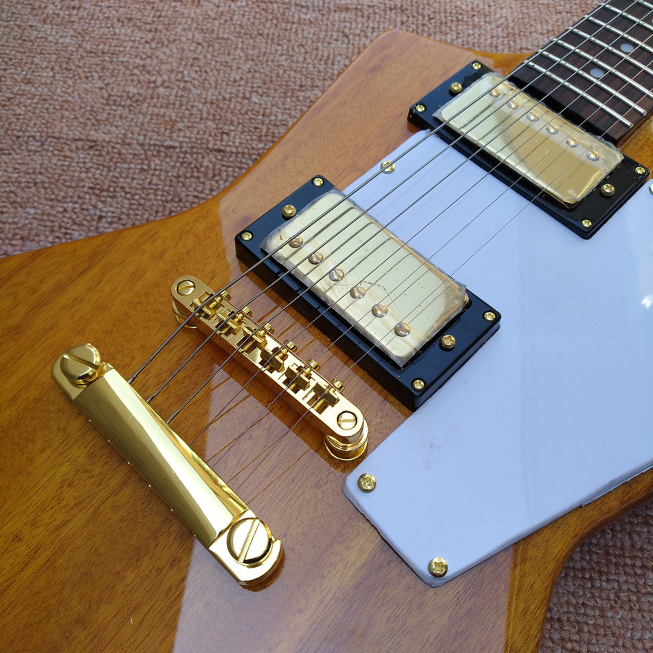 RD type Electric Guitar in Natural wood color, Custom Shop RD guitar with Chrome hardware, Dots inlays, Free shipping