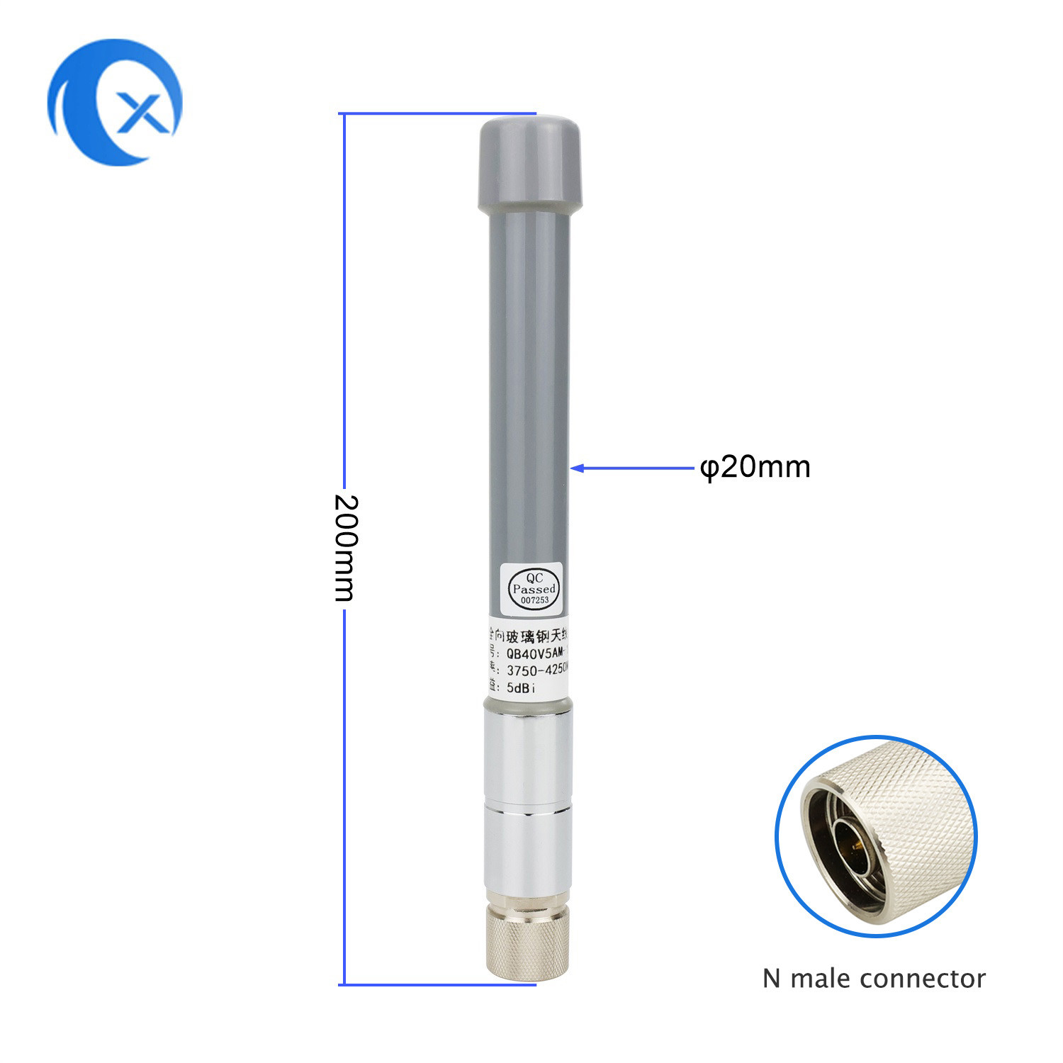 3750-4250MHz 5dBi Omnidirectional Fiberglass UWB Antenna With N Male Connector
