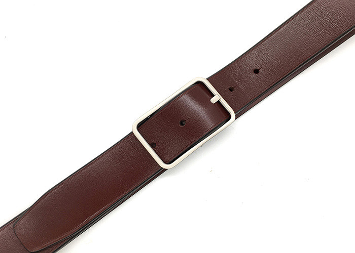 3.5cm Silver Buckle Casual Dress Smooth Leather Belt For Man 100-140cm Length