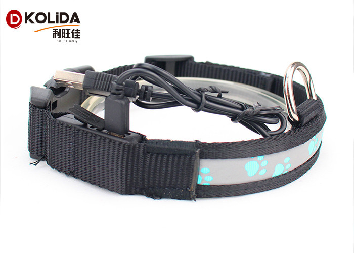 Comfortable Light Up Safety Night Glow Custom Dog Collars Adjustable