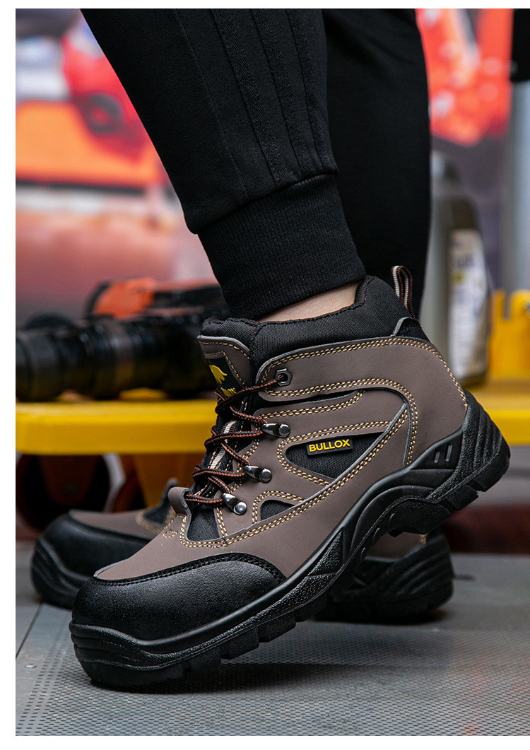 Oxford Cloth Security Boots Men PU Injection Sole Steel Plate Anti Proof Work For Mens