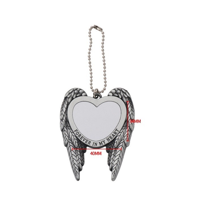 Sublimation Angel Wing Blank Car Hanging Ornament Pendant Love Heart Shaped Personalized Photo For Home Window DIY