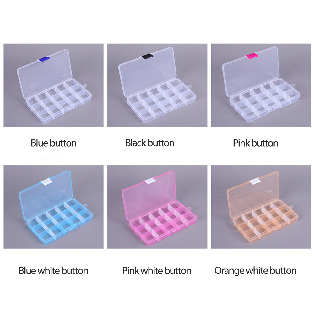 White 15 Grid Plastic Organizer Box Removable Divider Storage Case