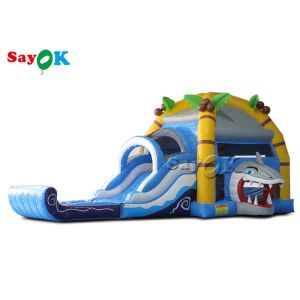  Shark Themed Inflatable Bounce House Children 'S Playground With Slides Manufactures