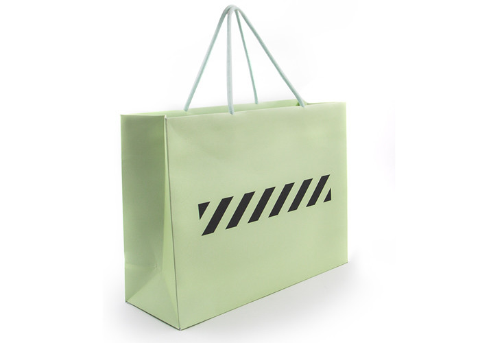 Green Recyclable Personalised Paper Bags , Kraft Paper Bags With Handles