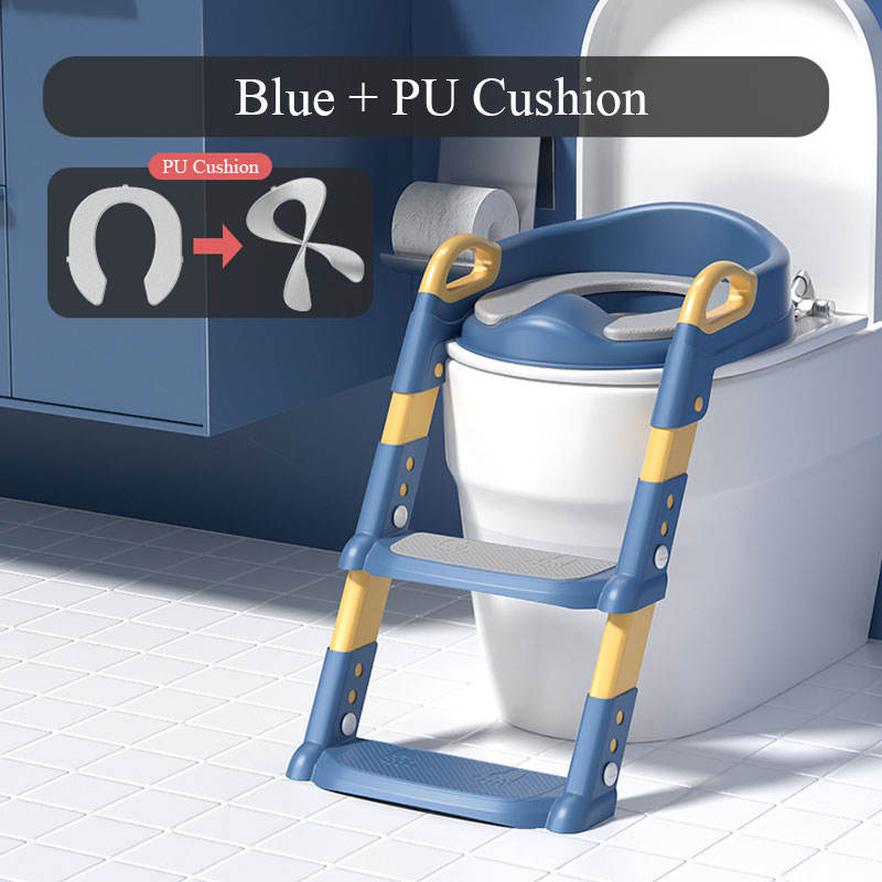 Solid Pattern Type Children Potty Ladder Toilet Seat With Soft Cushion