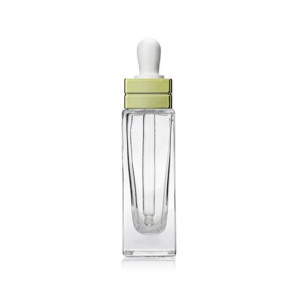 Fancy Luxury 30ML Cosmetics Square Drop Eye Dropper Serum Bottle With Silver Cap