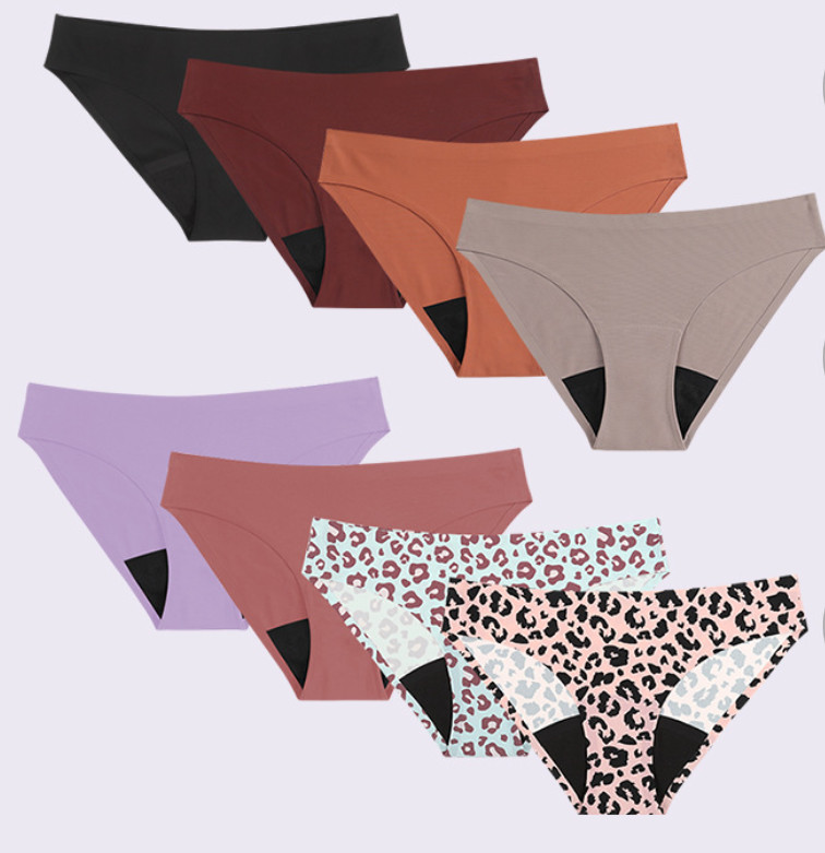 Seamless Period Panties Postpartum Undies Leopard Low Waist Ice Silk Waterproof Strips