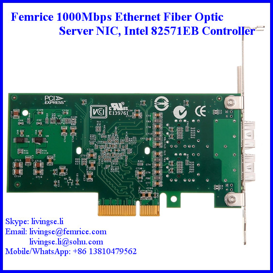 1000Mbps Ethernet Dual Port Server Network Card, SFP*2 Slot, PCI Express x4, LC Fiber