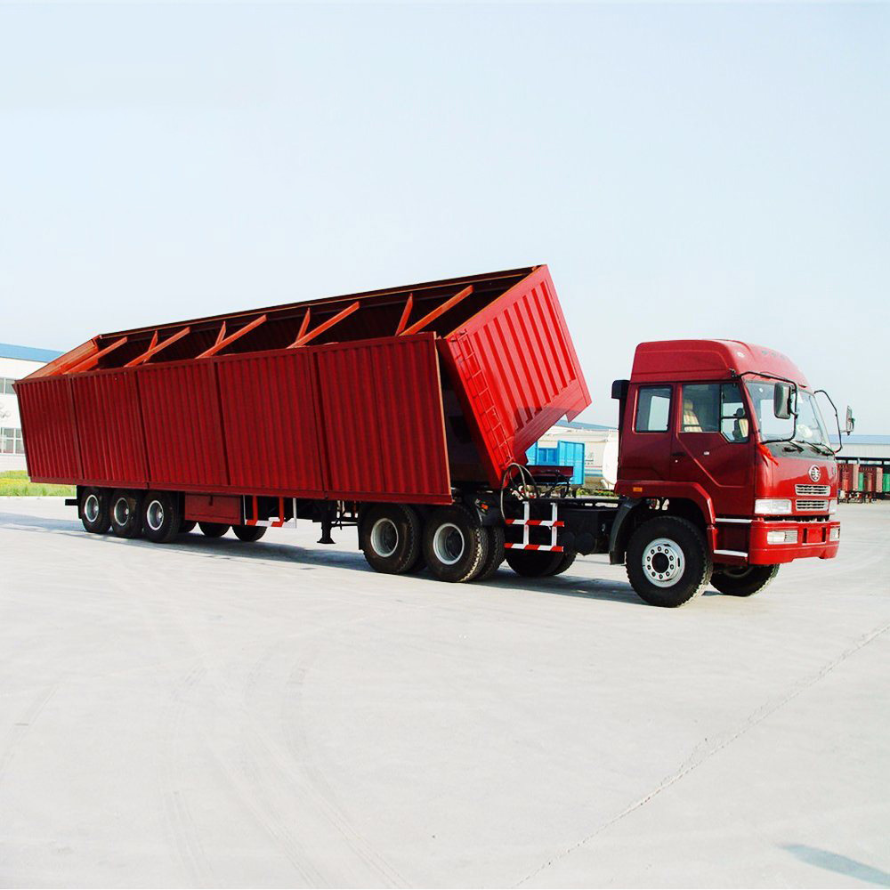 Hydraulic Sand Transporting Dump Truck Semi Trailer Type Landing Gear Standard 28 Ton